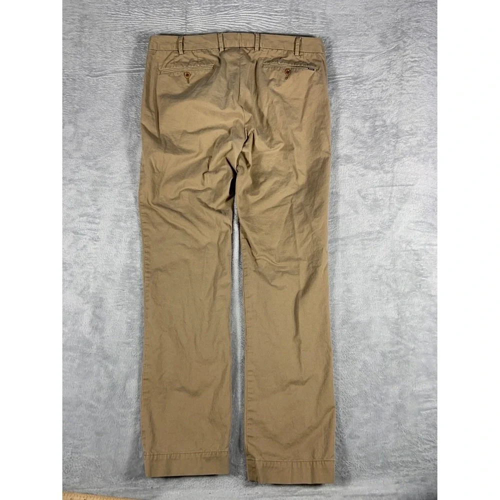 Polo Ralph Lauren Slim Fit Chino Pants Mens 34x32 Tan Khaki Flat Front EU 34